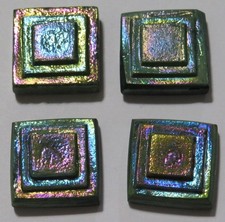 Tiffany Studios Favrile Small Iridescent 1/2" Tiles Set Of 4 LCT & Co