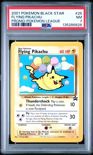 2001 POKEMON LEAGUE BLACK STAR PROMO FLYING PIKACHU #25 PSA 7