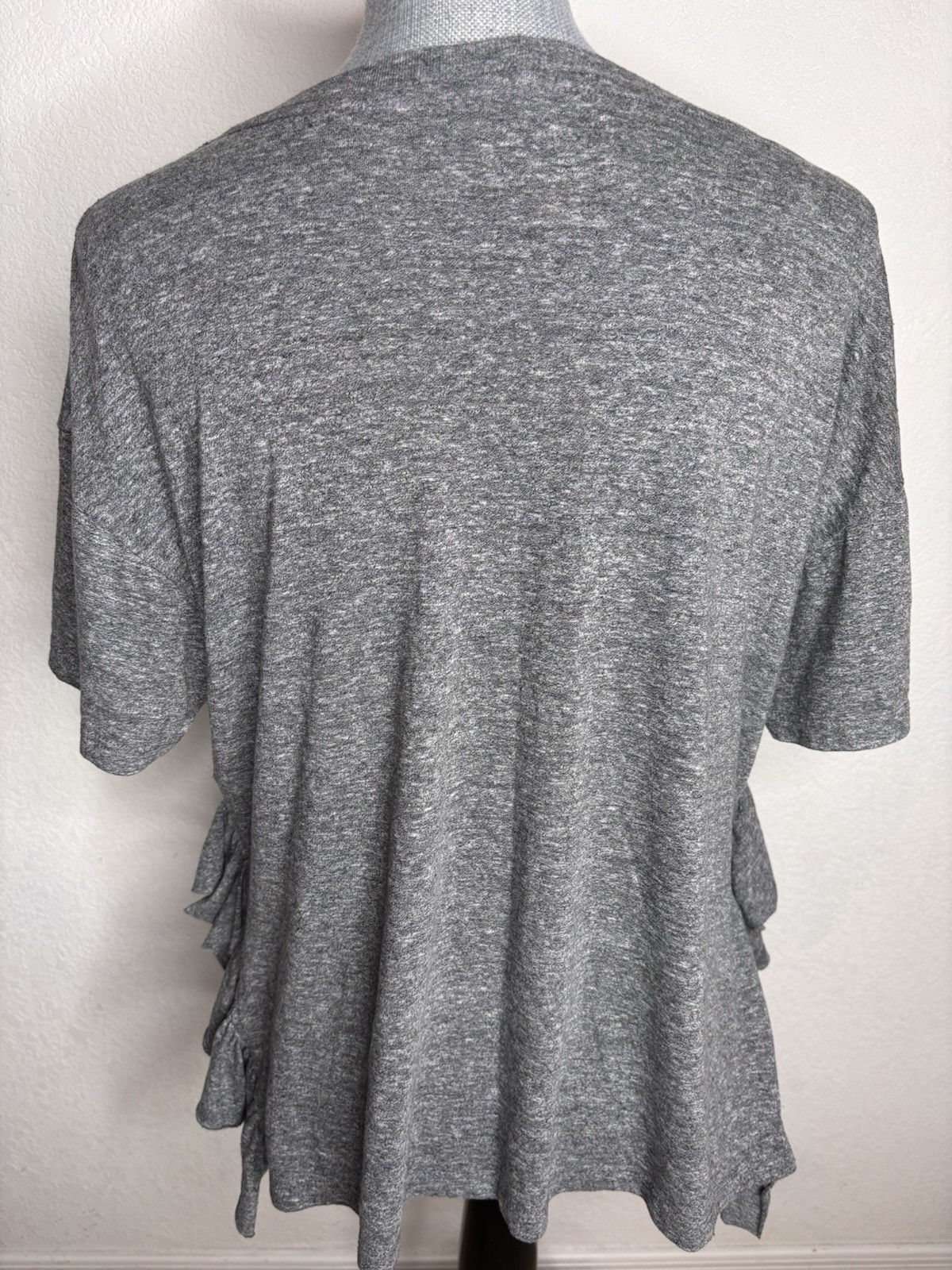Current Elliot Gray Side Split Ruffle Tee Relaxed… - image 6