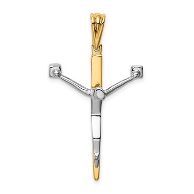 14K Bicolor Gold Kruzifix Charm Anhänger 2,65g, L-38,3mm, 25mm für Mama