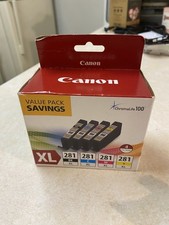 Genuine Canon CLI-281 XL Black, Cyan, Magenta and Yellow 4 Ink Pack