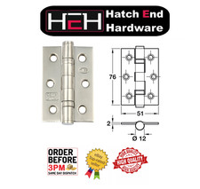 Stainless Steel Butt Hinge 76x51mm Ball Bearing Grade 201 Door Gate Cabinet Shed