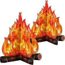 Boao 2 Set Fake Fire Flame Camping Decoration 16 x 13 Inch, Gold Orange 