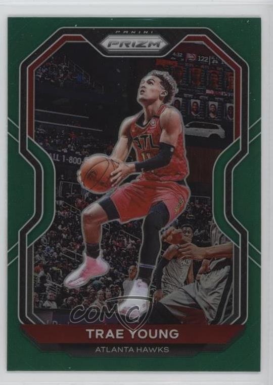 2020-21 Panini Prizm Green Prizm Trae Young #64 uk2