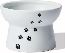 Cat Porcelain Raised Food Bowl Cat Black Regular Size Necoichi  New