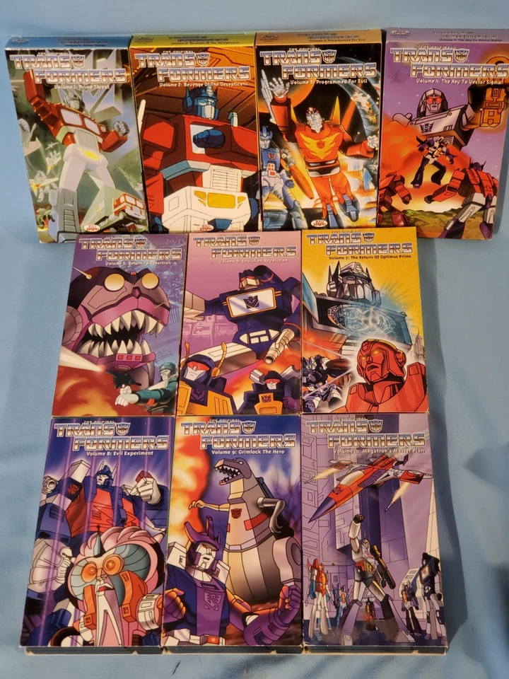 The Original Transformers VHS Lot Of 10 Tapes Volumes 1-10 Rare HTF Kid Rhino Foto 4 de 4