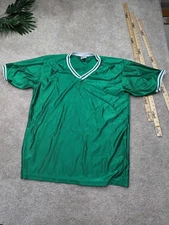 Vintage Alleson Athletic Shirt Mens XL Green V-Neck Jersey Made in USA