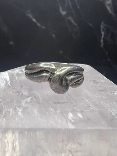 Vintage 925 Sterling Silver Modernist Double Loop Knot Ring Size 6