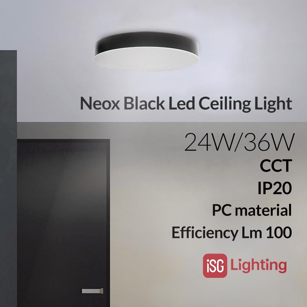 Plafonnier LED noir Neox 24W de 30cm avec lumière variable réglable - 3
