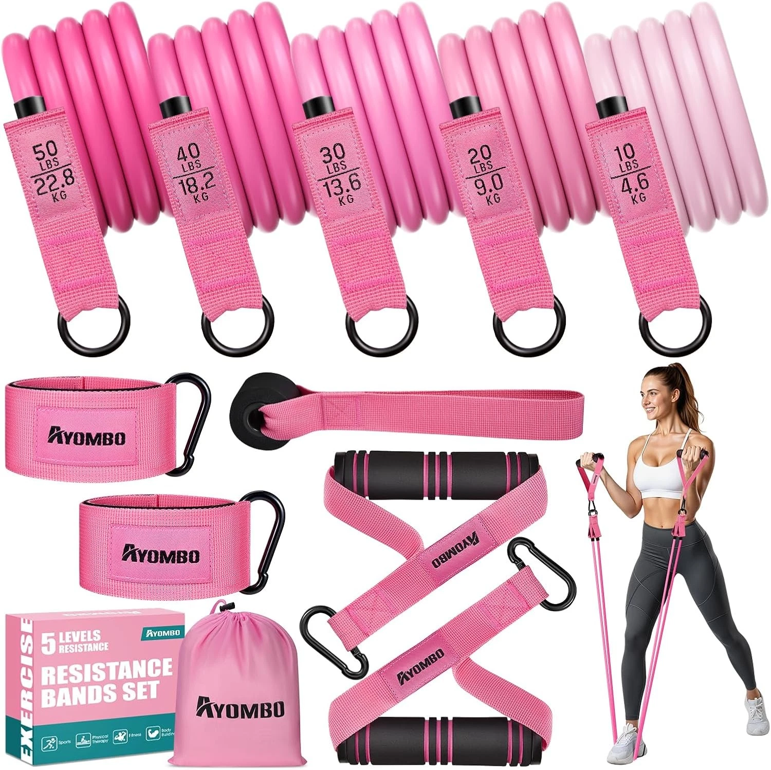 Resistance Bands with Handles, Exercise Bands Set with Door Anchor & Ankle