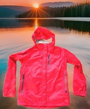 REI Rain Jacket Boys Large 14/16 Red Excellent Hooded Waterproof Windbreaker