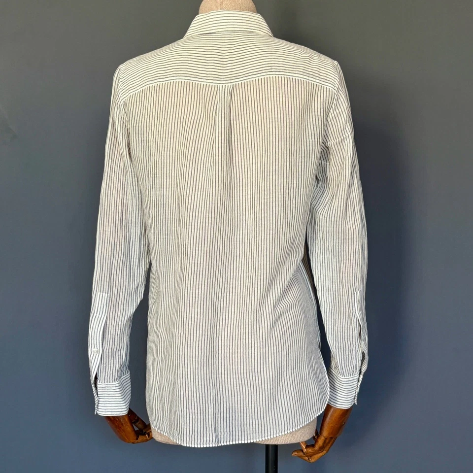 Camisa para mujer Theory con botones | Talla P | Lino blanco roto Oxford a rayas Foto 3 de 4