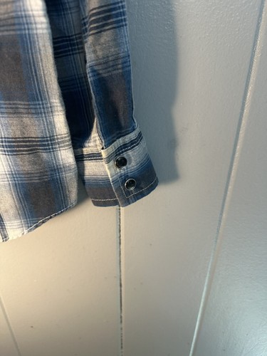 Ely Cattleman Boys XS Black Pearl Snap Blue White Plaid Western Shirt Farm Rodeo - Picture 8 of 9