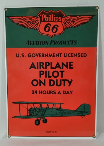 Vintage Phillips 66 Aviation Products /Ande Rooney Porcelain Enameled Metal Ad