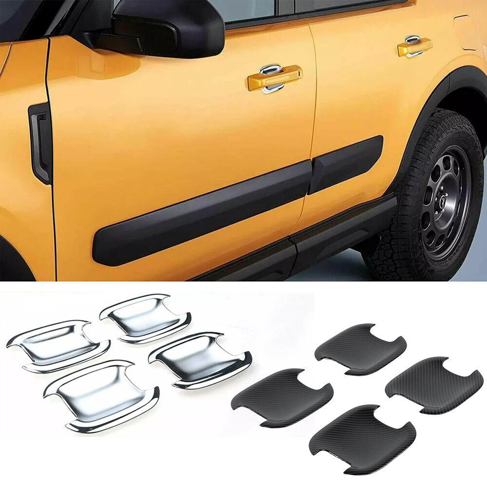 ABS Carbon Fiber/Chrome Door Handle Bowl Covers For 2021 2022 Ford Bronco Sport
