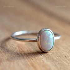 Ethiopian Opal Cocktail Ring, 925 Silver Handmade Minimalist Wedding Gift Ring
