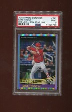 2018 Panini Donruss 242 Mike Trout Red Jersey Season Stat Line SP PSA 9 ONLY 1 ^