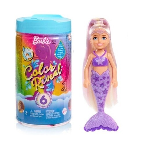 Mattel Barbie Chelsea Color Reveal Doll Rainbow Mermaid Series