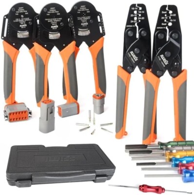 12PC Closed Barrel Crimping Tool Kit Crimper Tool intended for Deutsch Connector