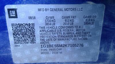 Used Body Control Module fits: 2019 Chevrolet Cruze Body Control BCM Grade A