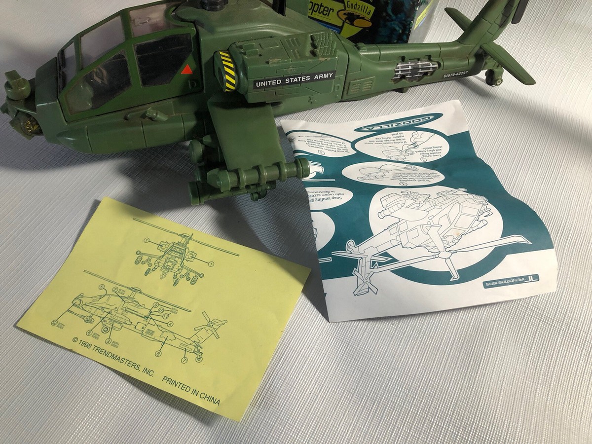 TrendMasters 1998 Godzilla Apache Attack Helicopter INCOMPLETE Box