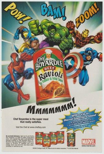 marvel chef boyardee iron man hulk etc vintage print ad advertisement 2002 ebay