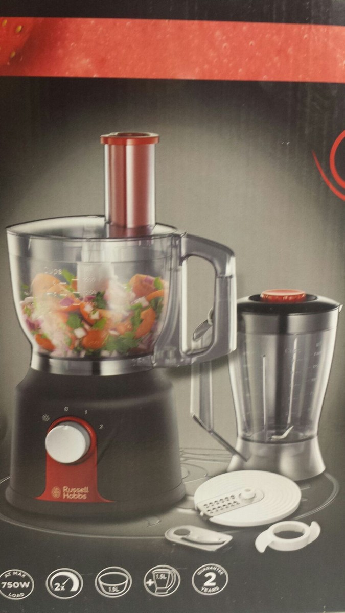 Russell Hobbs Desire Küchenmaschine 1,5 Liter 600W - 5 Aufsätze Matt Schwarz