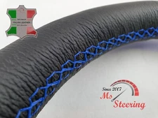 FOR MERCEDES W639 VITO 2 03-14 BLACK LEATHER STEERING WHEEL COVER CANAL BLUE 2 STIT