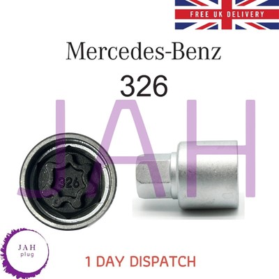 Mercedes 17 mm RADMUTTERVERRIEGELUNG SICHERHEITSBOLZEN SCHLÜSSEL NUMMER 326 STECKSCHLÜSSEL, WNLK, UK
