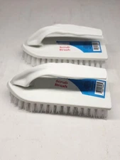 Scrub Brush Set of 2pcs Cleaning Shower Scrubber Ergonomic Handle White 
