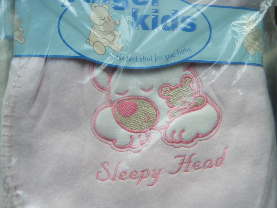 Baby comforter Blanket pink Embroidered Teddy Design by Angel Kids New