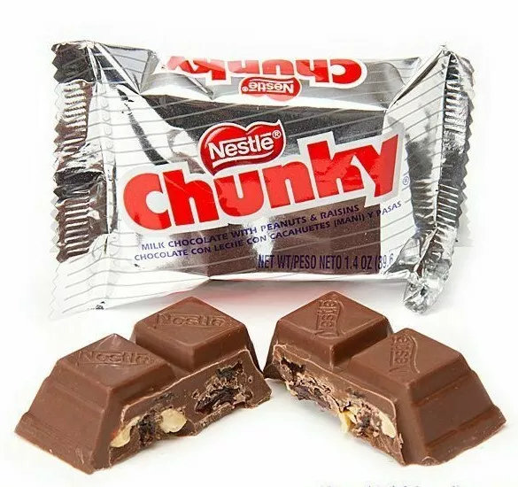 Chunky Candy Bar - Milk Choc Raisins Peanuts - 8 Count - FREE