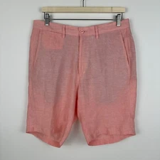 Black Saks Fifth Avenue 100% Linen Shorts Chino 10" Pink Mens 34