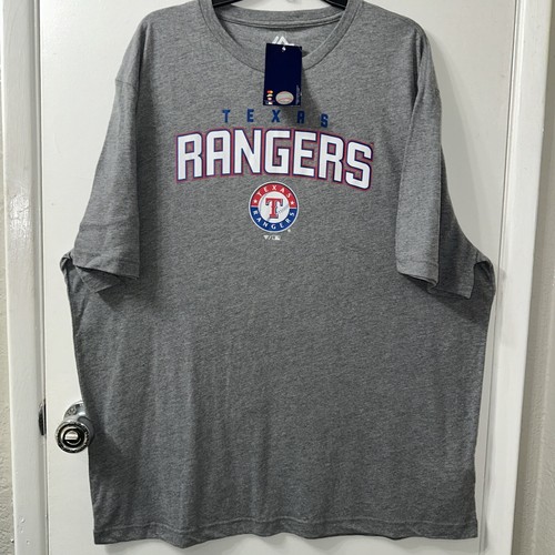Texas Rangers Majestic Mens Size 2XL Gray T-Shirt New w/Tags - Picture 3 of 12