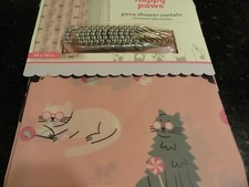 new 13 pc PEVA SHOWER CURTAIN Summertime Fun Pink gray CATS Kittens FUN