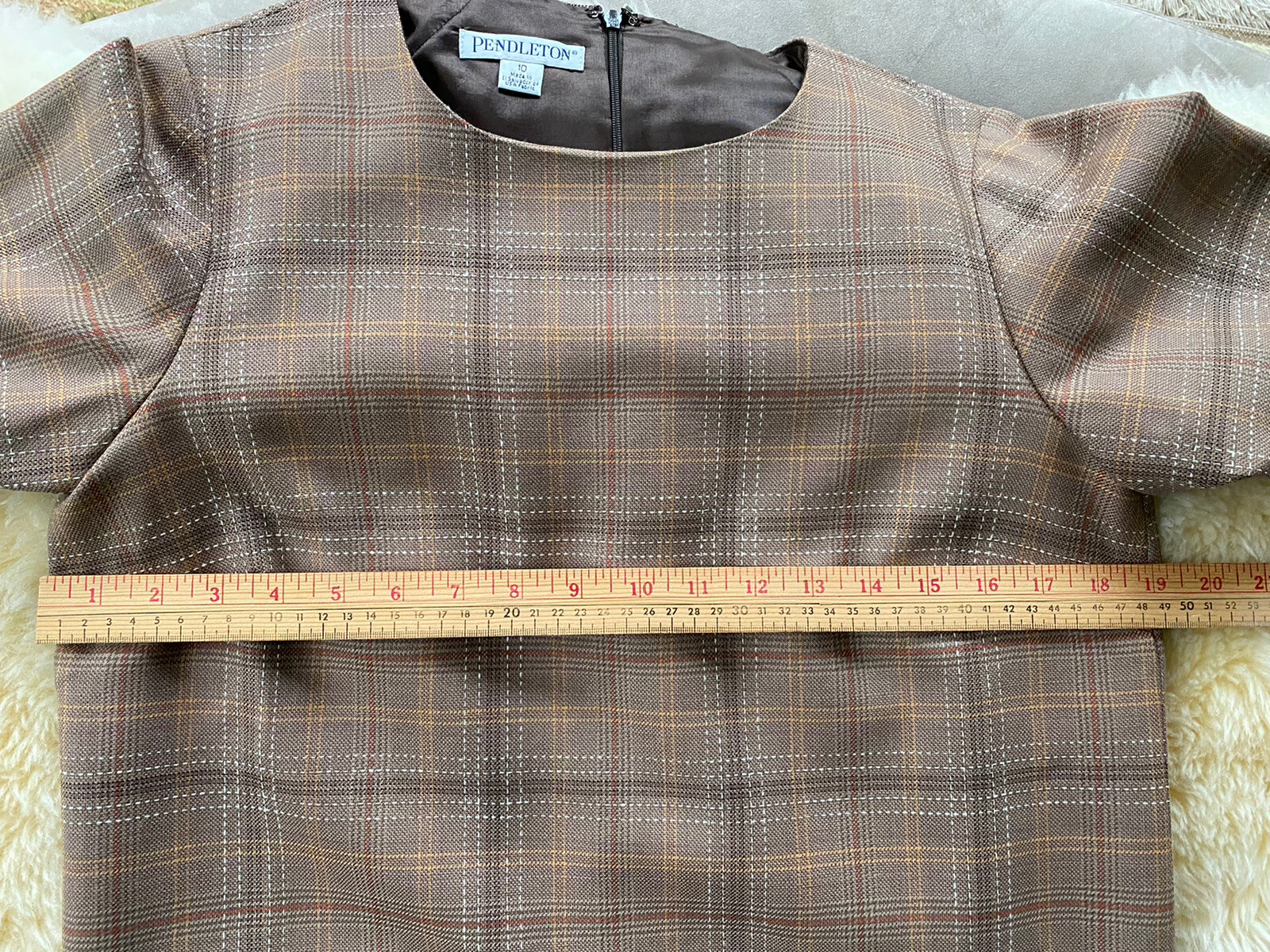Pendleton Wool Tunic Top Fully Lined Brown & Tan … - image 7