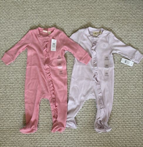 Baby Gap Girl Size 3-6 Month Sleepers Pajamas Outfit Pink Ruffle Set of Two NEW