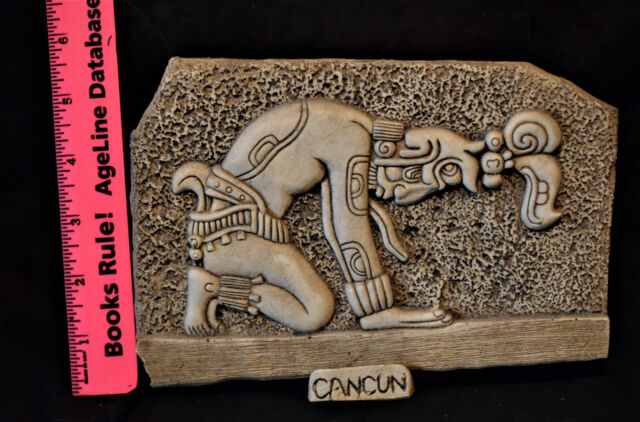 Mayan Aztec Cancun Plaque Tile Souvenir - With Stand