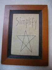 Primitive Country "SIMPLIFY" Framed  Plaque with Star