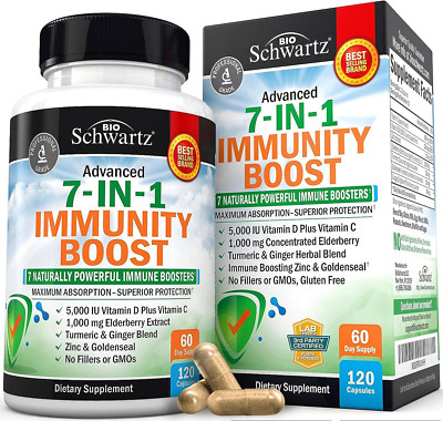BioSchwartz Immune Support Supplement with Zinc Vitamin C Vitamin D 5000 IU Elde