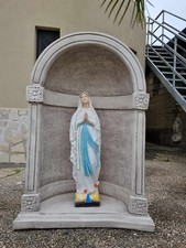 STATUA MADONNA DI LOURDES CON CUPOLA NICCHIA GROTTA CAPPELLA PER ESTERNO CEMENTO