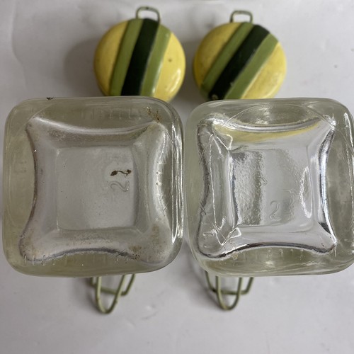 6 Vintage Yellow Green Pottery Lid Glass Canister French Country Farmhouse - Picture 19 of 23
