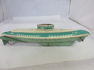 VINTAGE WIND UP WOLVERINE TOY SUBMARINE PITTSBURGH PA TIN TOY  356-R