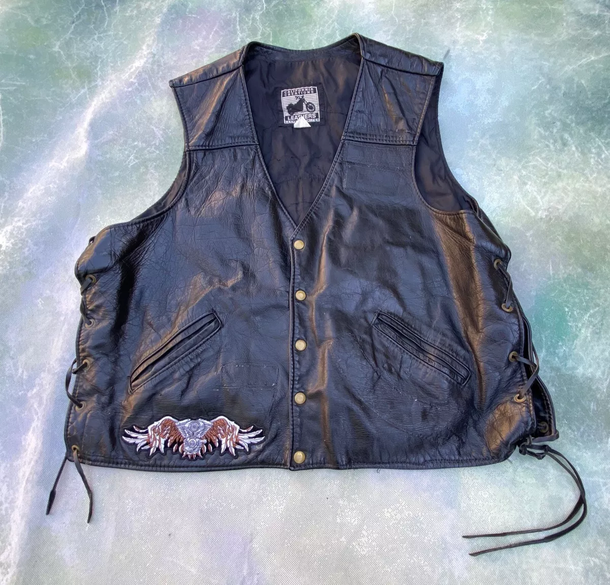 Harley davidson mens leather vest clearance
