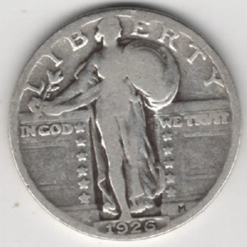 1926 STANDING LIBERTY QUARTER 25¢ COIN 90% SILVER UNITED STATES OF AMERICA USA