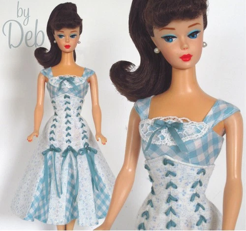 Blue Ribbons  Dress 4 Repro Vintage Silkstone Barbie Doll Clothes Fashions