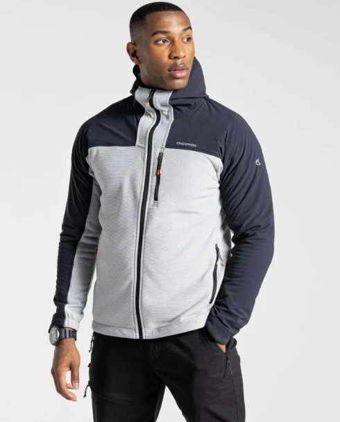 Craghoppers Men's Abrigo Hooded Black /Cloud Grey Fleece Jacket XL fits like L image 1