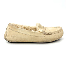 Womens 7 UGG Violette Indoor Outdoor Moccasin Slippers Shoes Ivory Suede Leather