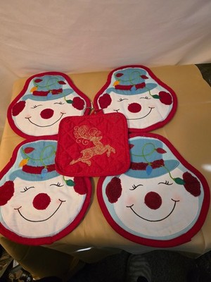 Cracker Barrel Snowman Christmas Pot Holders Set of 5