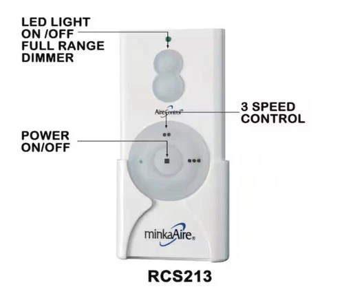 MINKA-AIRE Aire Control 3 Speed Ceiling Fan Remote Control RCS213 - Picture 5 of 6